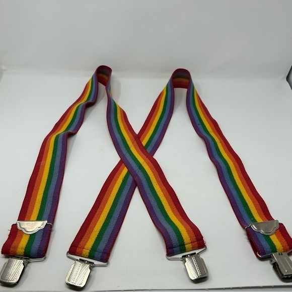 Unisex Mens or Women's Rainbow Fun Novelty Statement Suspenders Pride Month - Picture 4 of 10